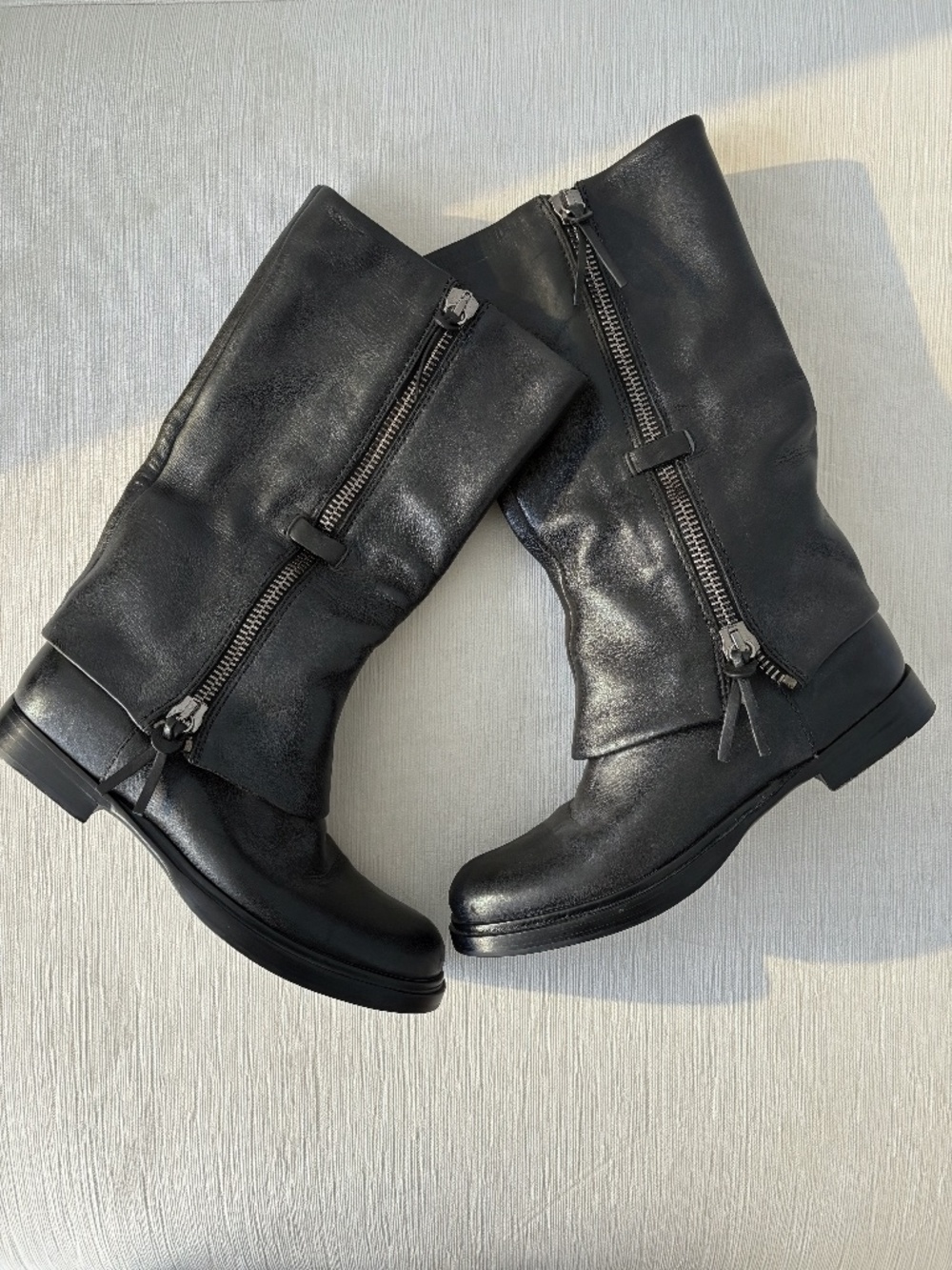 Vintage Miu Miu 2000s Black Leather Zip Boots